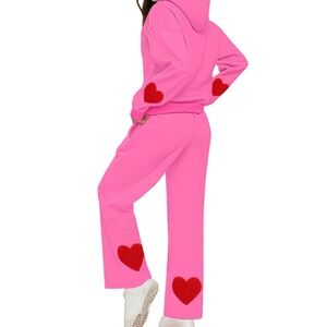 Pink Sweat Set pink heart sweatshirt and pink heart sweat pants trendy